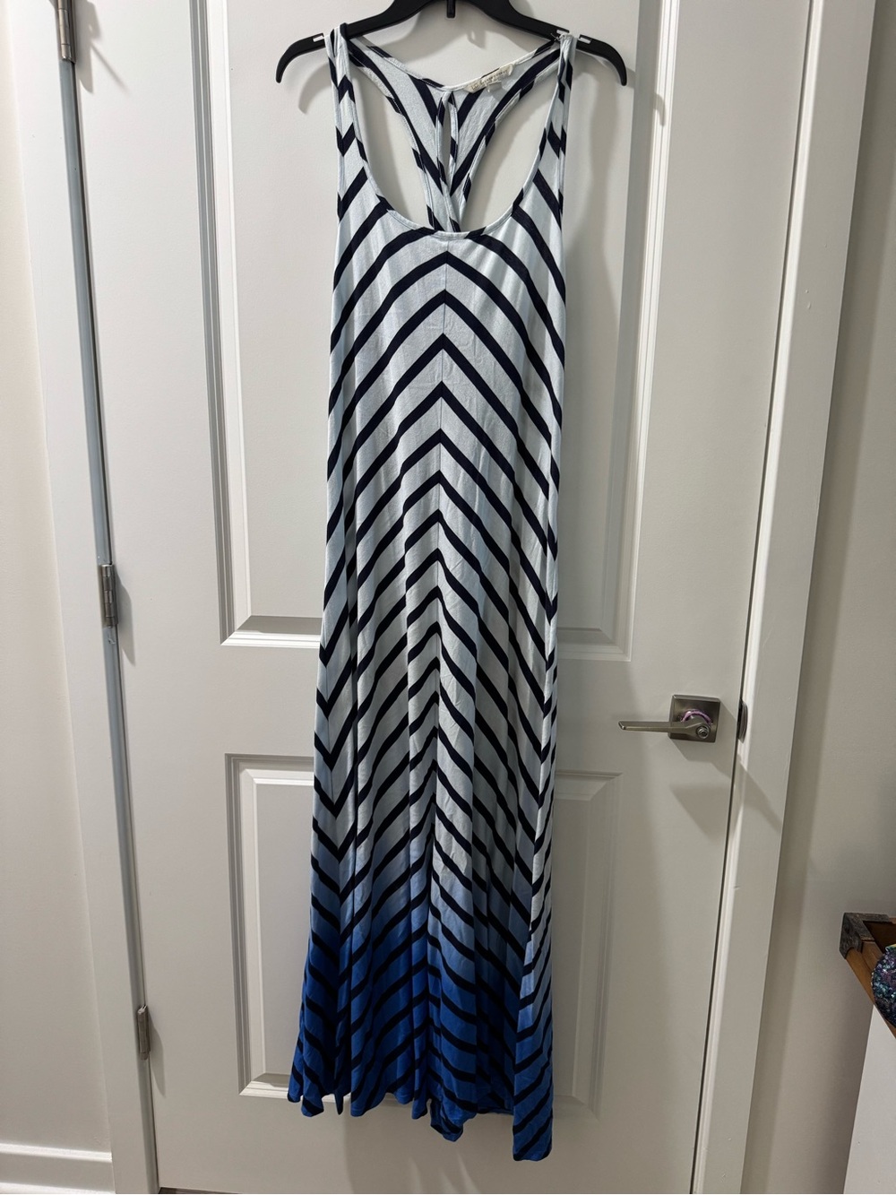 LC Lauren Conrad Navy and White Striped Racerback Maxi Dress